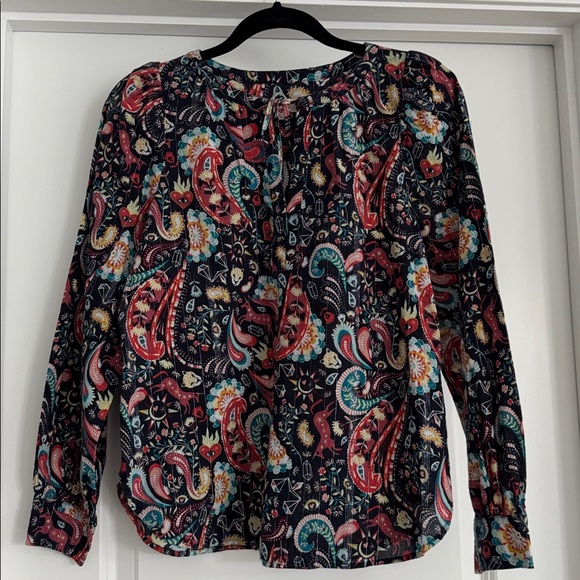 LOFT Colorful Shimmer Paisley Print Top - Picture 9 of 11